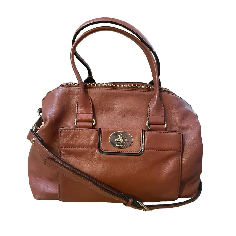 Kate Spade Hampton Road Janie Brown Leather Crossbody Shoulder Bag - Picture 2 of 12